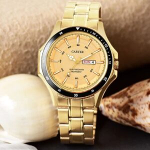 Carter Gold Analogue Round Watch – Men’s Classic Design | Model: D-187-GD