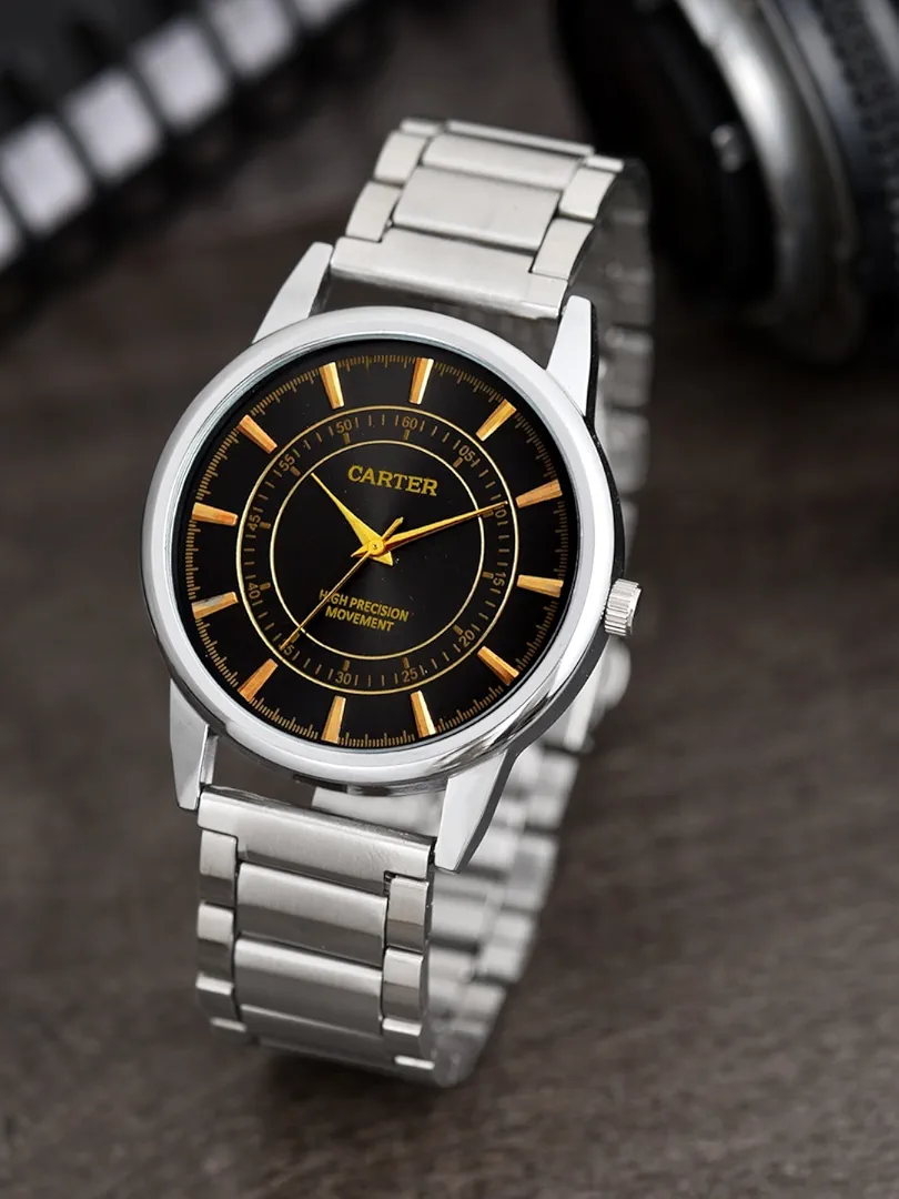 Carter Black Analogue Round Watch for Men | Model: SDC24-105-BK